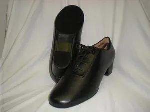1.5" Marco Jr. -- Boy's Latin Heel Ballroom Oxford -- Black - Teddy Shoes