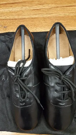 1.5" Marco Jr. -- Boy's Latin Heel Ballroom Oxford -- Black - Teddy Shoes