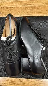 1.5" Marco Jr. -- Boy's Latin Heel Ballroom Oxford -- Black - Teddy Shoes