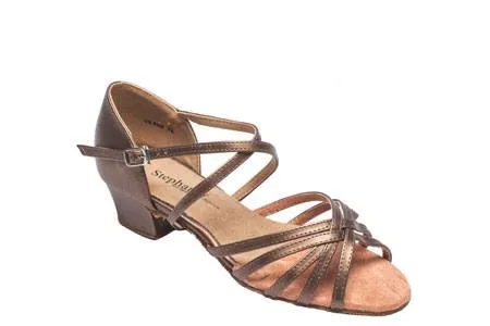 1.5" Skylar -- Block Heel Latin Sandal -- Bronze Heritage Line