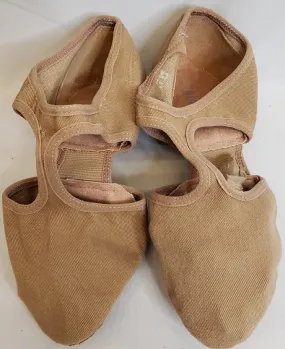 1"  Grecian Stretch Canvas -- Elasto-Split Teaching Shoes -- Tan Smooth Soles Adjustable