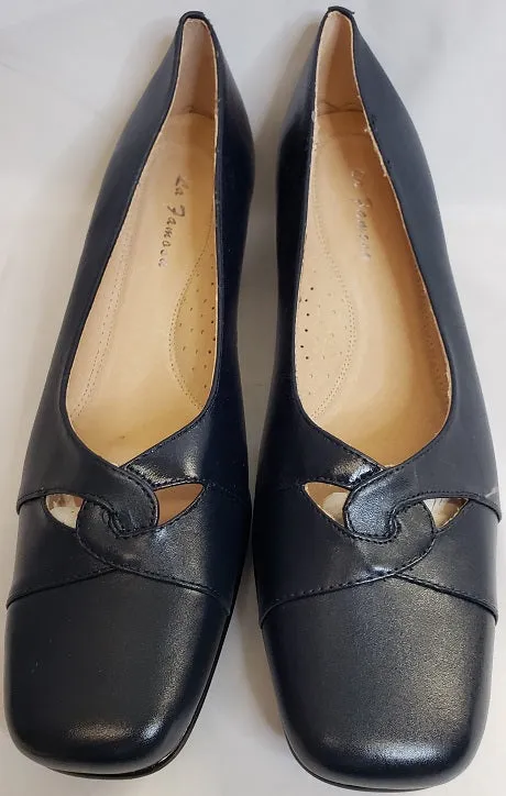 Earth Tone Formal Style 2.25" Elizabeth -- Women's Leather Pump -- Navy Blue