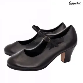 Pastel tone 2.25" Valencia -- Flamenco Shoe -- Black