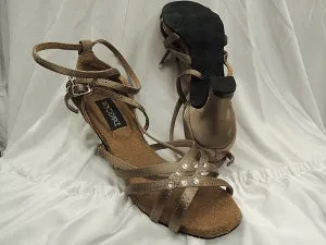 Picnic Easy 2.38" Brandy -- Flare Heel Latin Sandal -- Bronze Satin