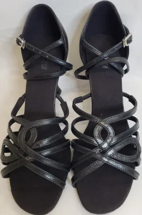 2.5" Brenda -- Flare Heel Latin Sandal -- Black Video Look