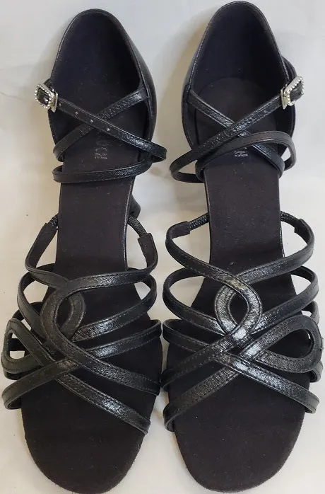 2.5" Brenda -- Flare Heel Latin Sandal -- Black Video Look