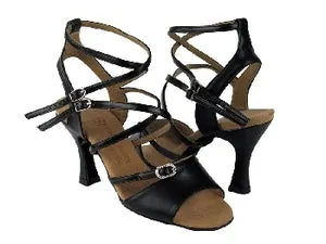 2.5" Christina -- Wide Heel Latin Sandal -- Black Young Mood