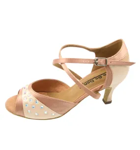 Rain Safe Trend Hot 2.5" Doreen -- Flare Heel Latin Sandal -- Tan Satin