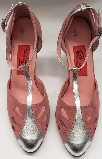 2.5" Gricel III -- Women's Tango Shoe -- Pink Suede/Silver Heel City Bright Ocean Edge