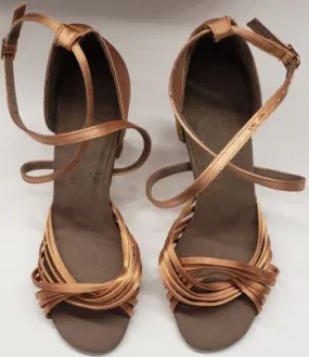 2.5" Jessica II -- Women's Latin Ballroom Sandal -- Tan Satin Harbor Mood Power Flow