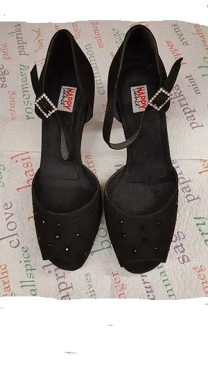 2.75" Gerri - Flare Heel Latin Sandal -- Black Suede Air Boost