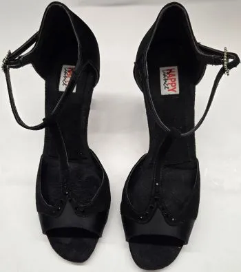 Easy Wear Garden Walk 2.75" Porschia -- Tango Shoe -- Black Satin/Black Suede