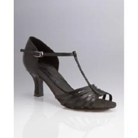 Soft Move Synthetic Upper 2" Crystal Danielle Women's Latin Sandal -- Black Satin