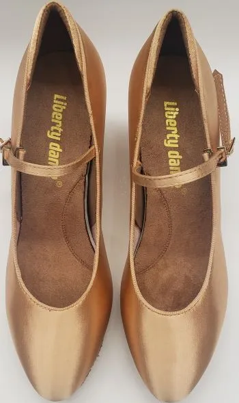 2" Petra IIII -- Women's Standard Ballroom Shoe -- Tan Satin Camera Look