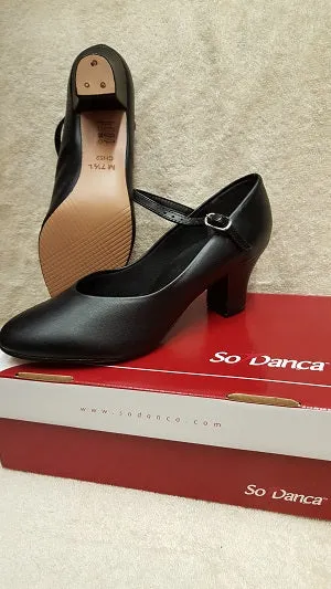 2" Thery -- Instep Strap Character Shoe -- Black Zen Step Dinner Look