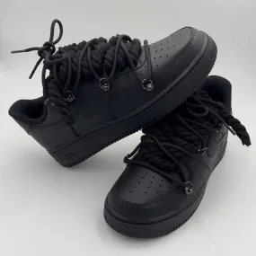 Nike Air Force 1 ??Rope Laces Black?? Triple Black Soft Durable outsole