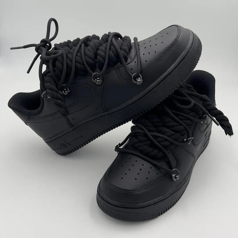 Canvas Cool Nike Air Force 1 ??Rope Laces Black?? Triple Black