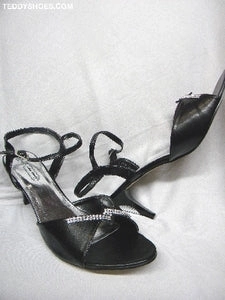 3" Myrna -- Rhinestone Sandal -- Black Fine Stitching