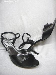 3" Myrna -- Rhinestone Sandal -- Black Minimal Style