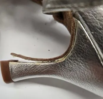 Stretchable Material Tone Play 3" Angela -- Flare Heel Latin Sandal -- Silver