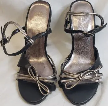 Flexible Fit Shoes Flat Comfort 4" Panola -- Women's High Heel Sandal -- Black/Pewter