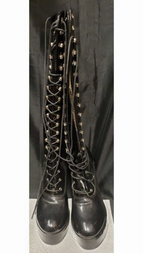 Wide fit 5" Electra -- Women's Granny Style Dress Boot -- Black Patent