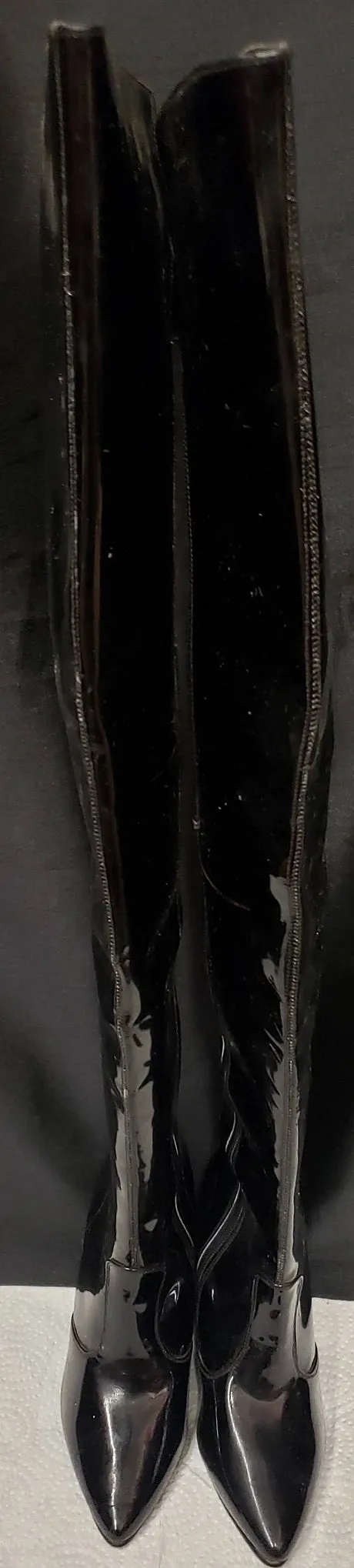 5" Diamonique -- Women's Thigh High Dress Boots -- Black Patent Groom Match