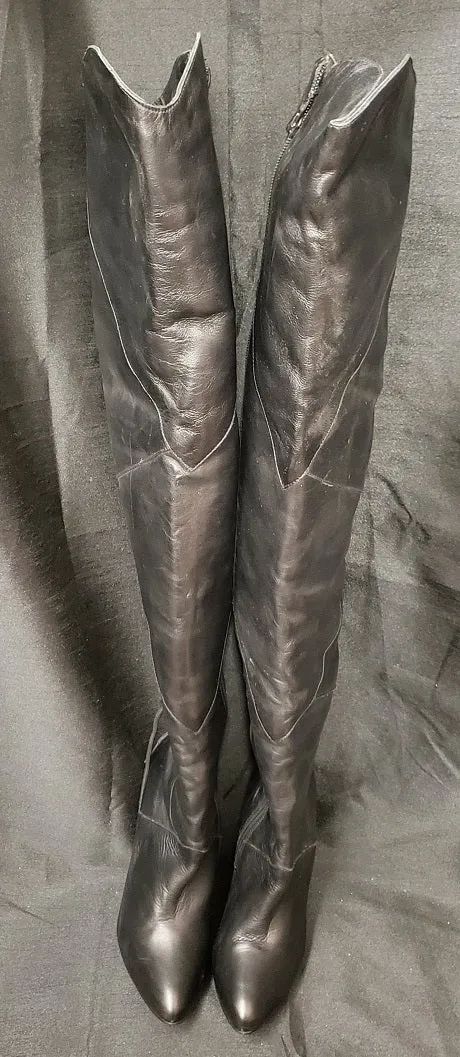 5" Lacy -- Women's Thigh High Dress Boot -- Black Legacy Shade Wingtip Design