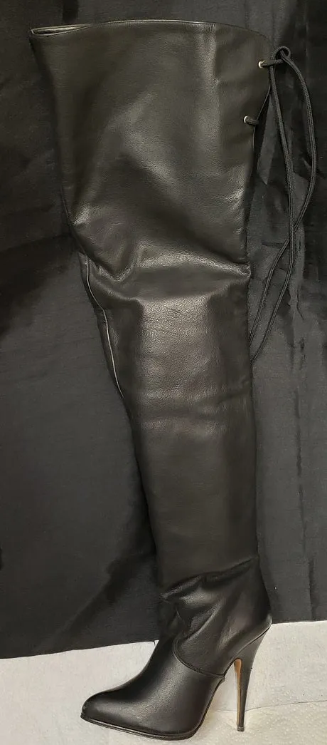 Stain Proof 5" Veda -- Womens' Thigh High Dress Boots -- Black