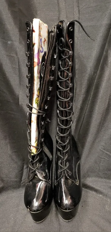 6" Kiss -- Women's Granny Style Dress Boot -- Black Patent Patent Gloss