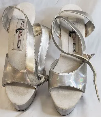 Fashionable Beach Footwear 6" Parastoo -- Women's Platform Sandal -- Silver Laser