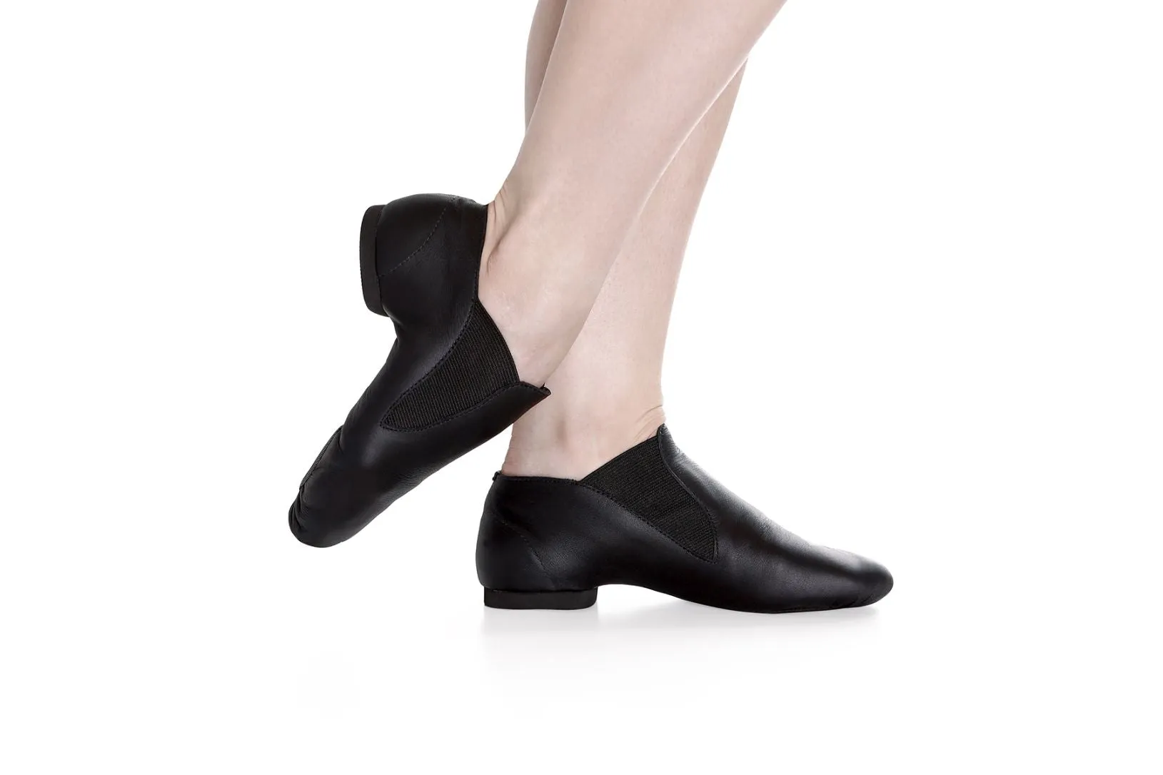 Achilles -- Leather Split Sole Jazz Shoe Slip-on -- Black Cliff Edge