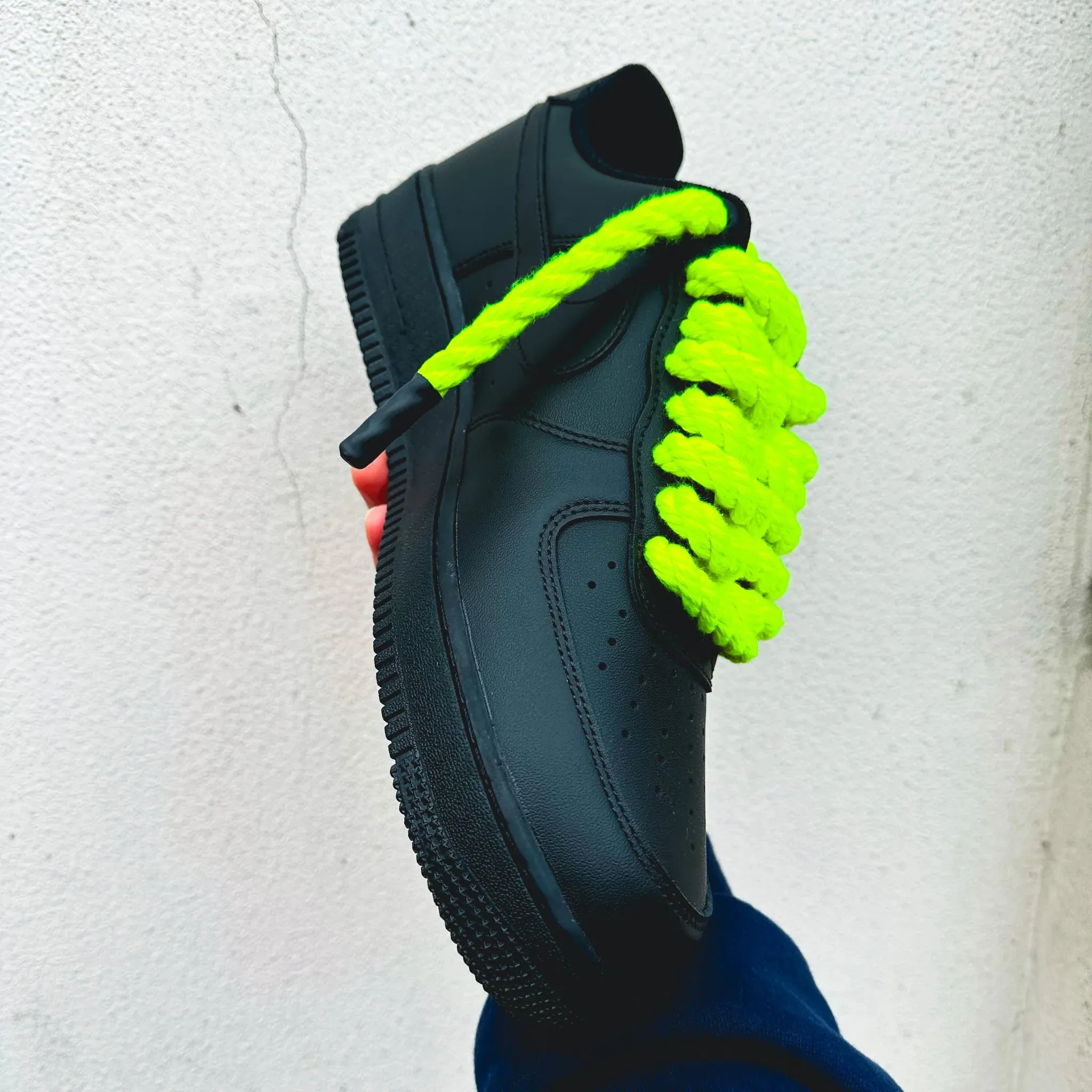 Future Walk Silver Shine Nike Air Force 1 ??Rope Laces Neon Green (Glow in the Dark)"