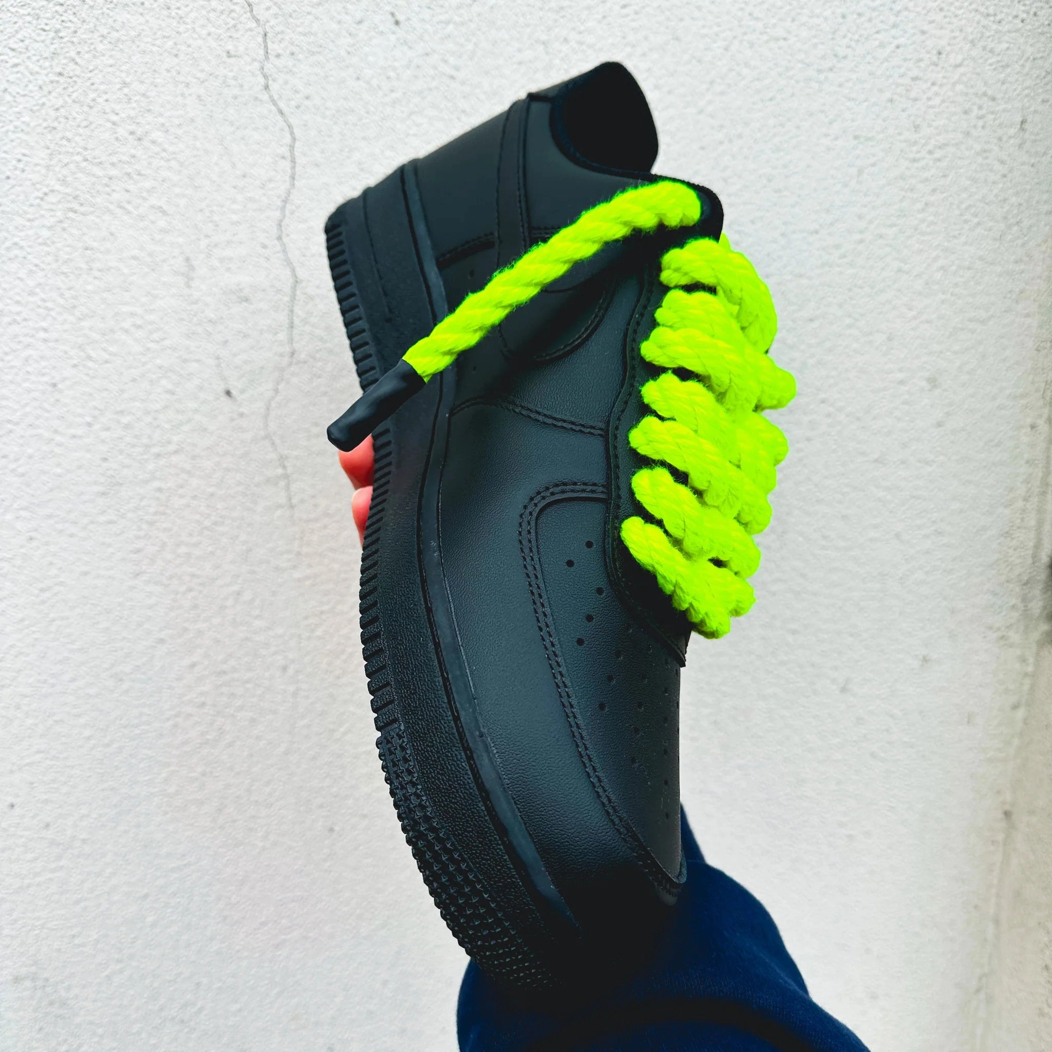 Future Walk Silver Shine Nike Air Force 1 ??Rope Laces Neon Green (Glow in the Dark)"