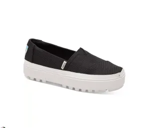 TOMS WOMENS ALPARGATA LUG BLACK HEAVY CANVAS (10016784) Play Mode