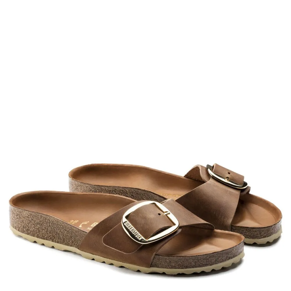 Air Flow Birkenstock Women's Madrid Big Buckle Oiled Leather in Cognac All Gender