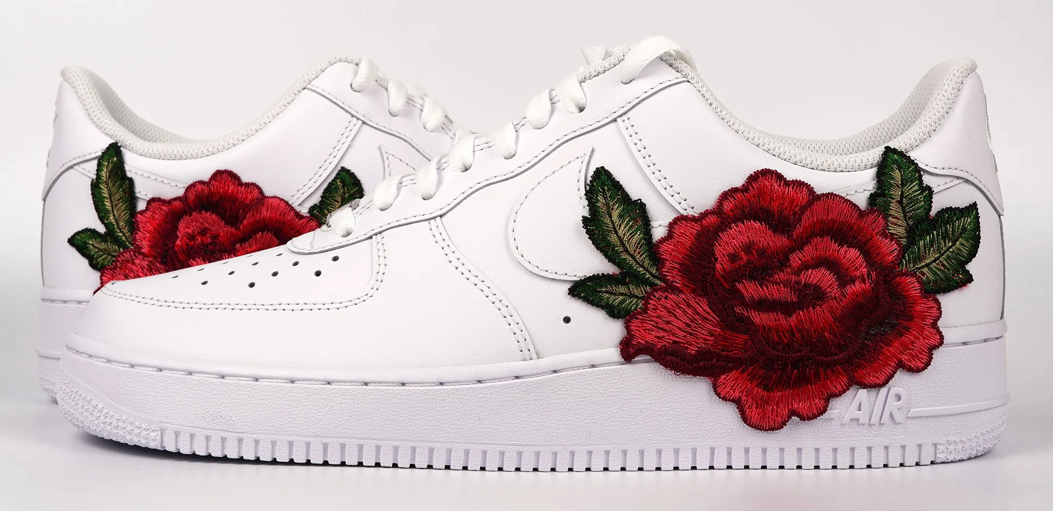 Mesh Cool Rain Step Air Force 1 Custom Low Red Rose Small Flower Floral White Custom Shoes Men Women & Kids All Sizes AF1 Sneakers