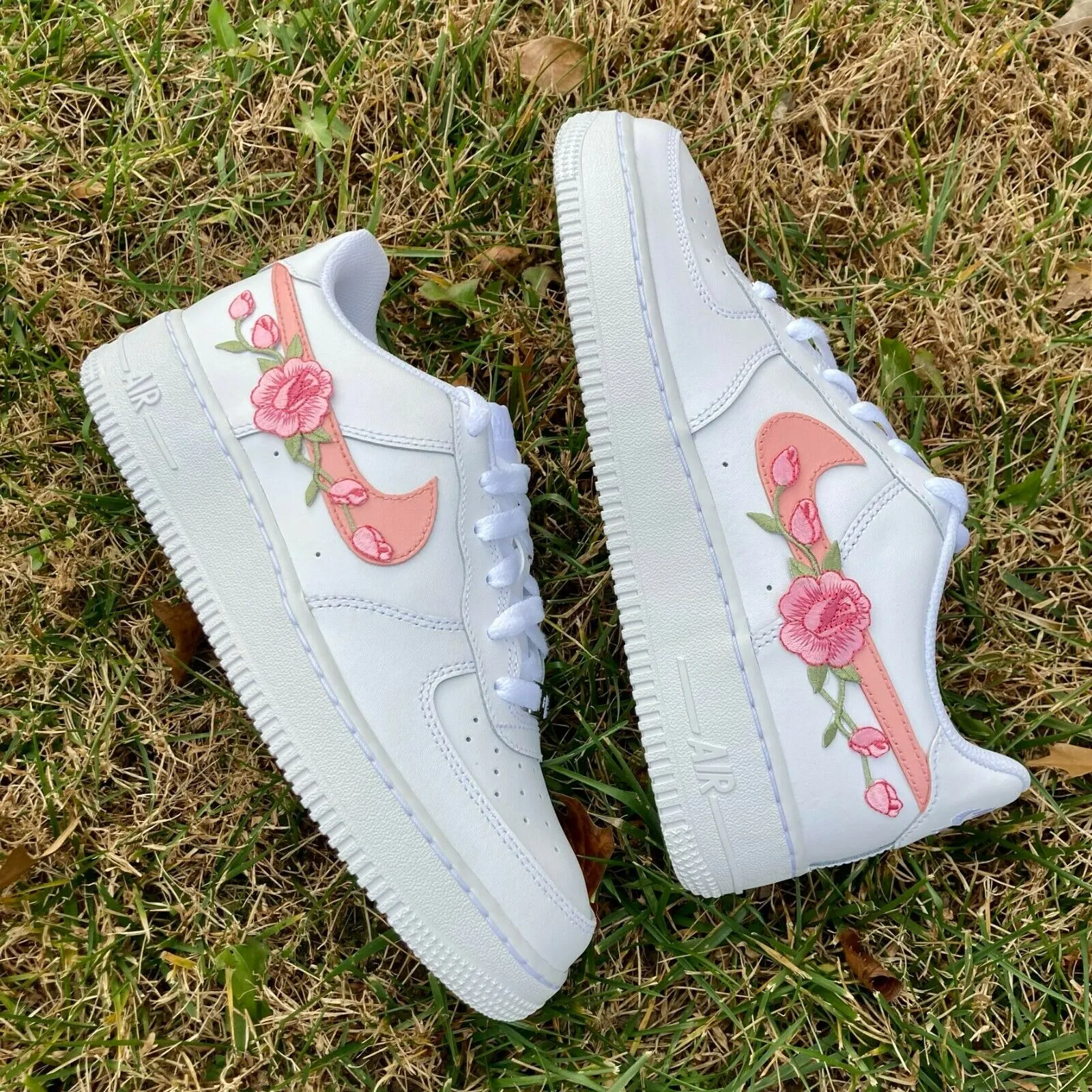 velcro Elegant Mood Air Force 1 Custom Low Two Tone Light Petal Pink Rose Men Women Kids All Sizes AF1 Sneakers