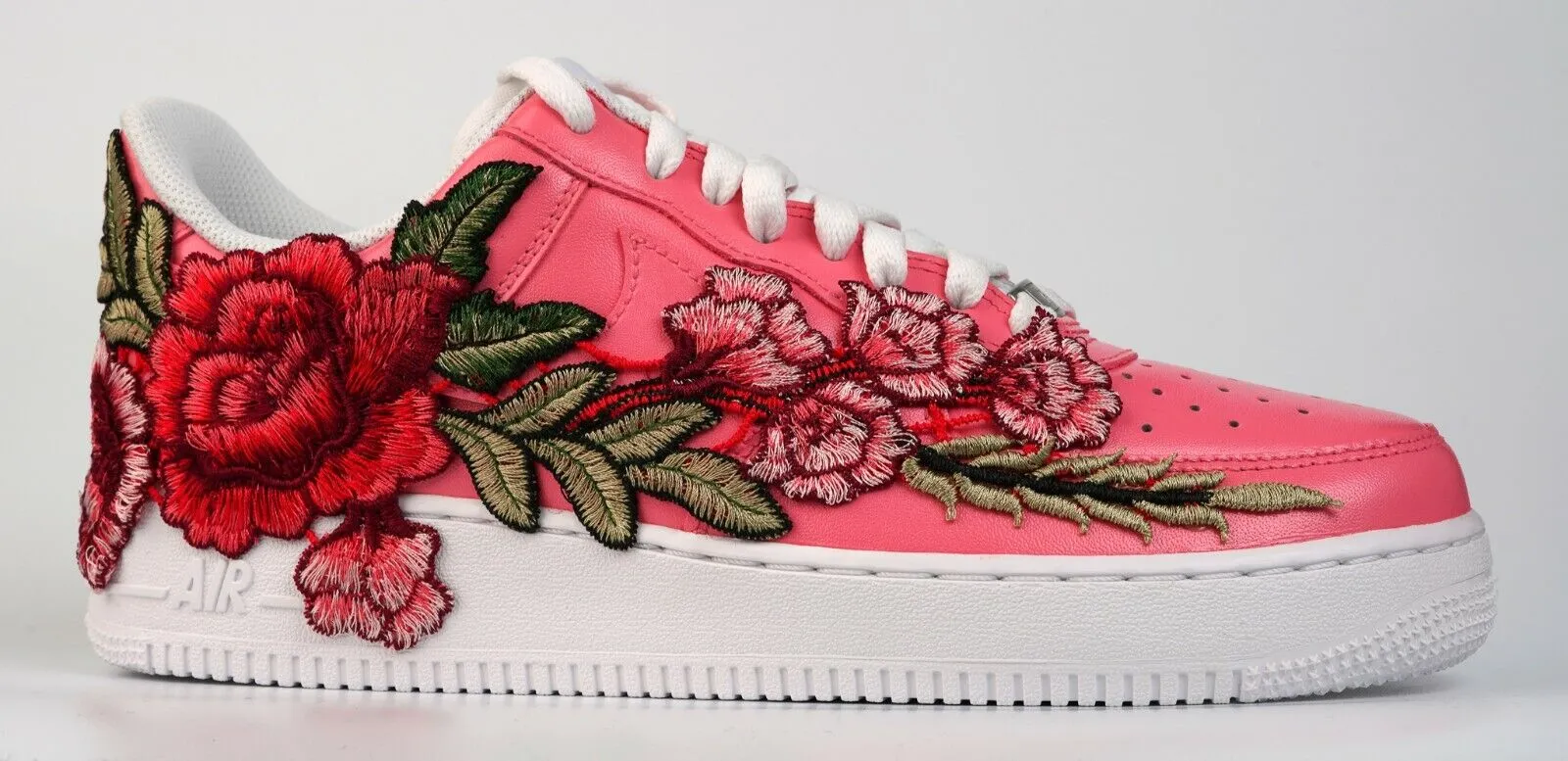 Comfort Platform Air Force 1 Custom Pink Red Rose Shoes Floral Flower Design All Sizes AF1 Sneakers
