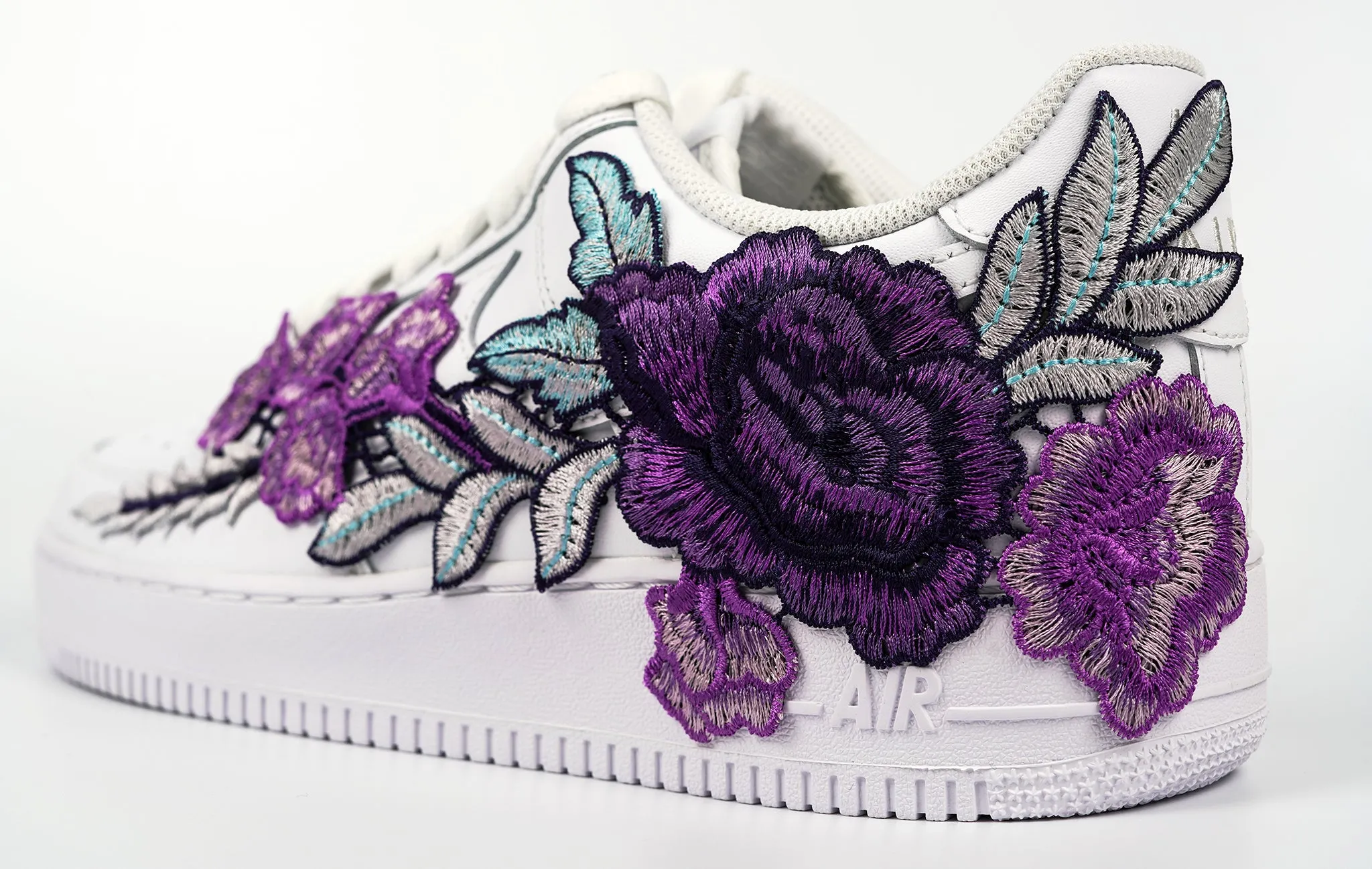 Air Force 1 Custom Purple Rose Shoes Low Flower Floral White Men Women & Kids All Sizes AF1 Sneakers Wardrobe Base Antique Glow