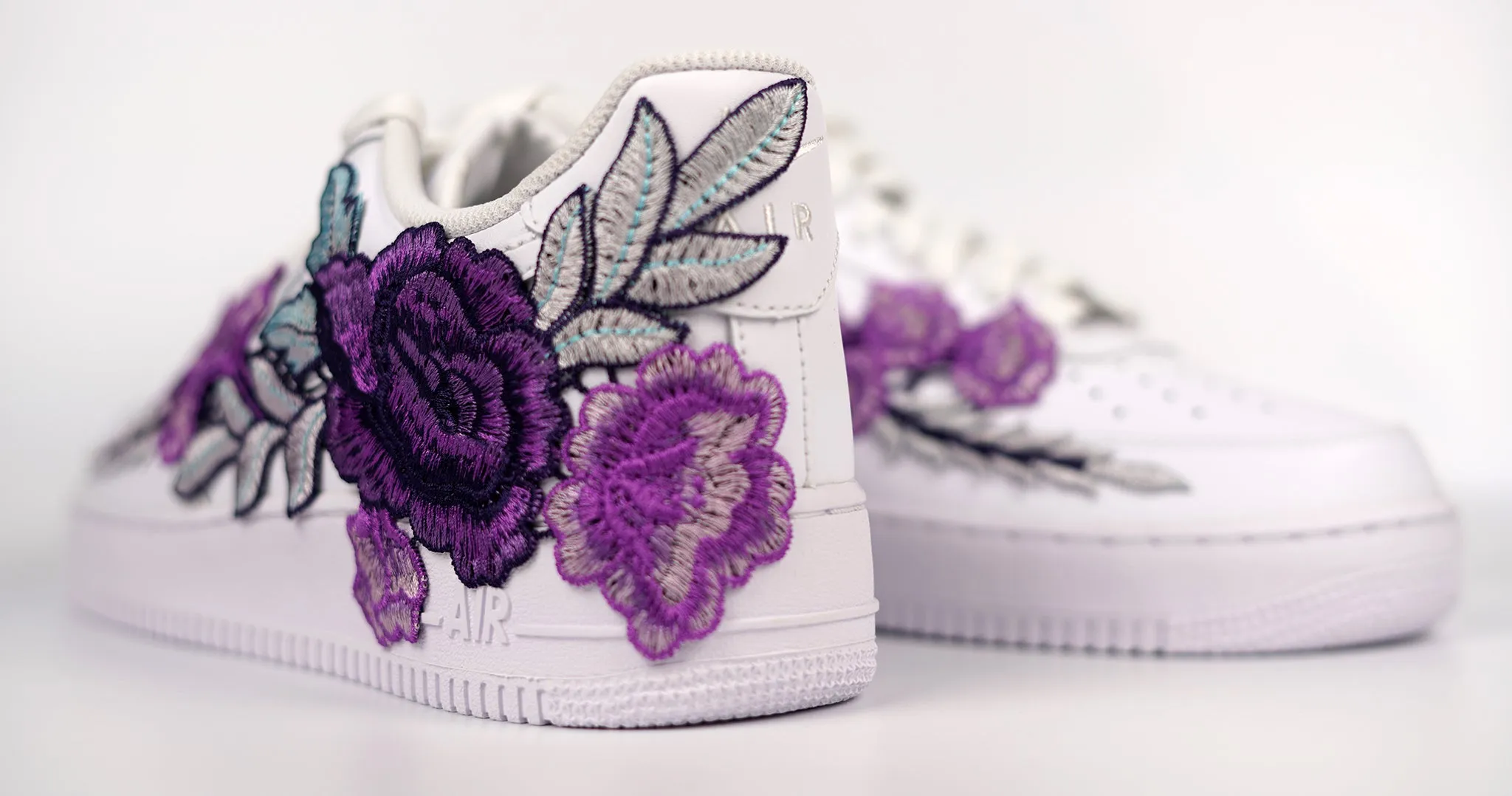 Air Force 1 Custom Purple Rose Shoes Low Flower Floral White Men Women & Kids All Sizes AF1 Sneakers design