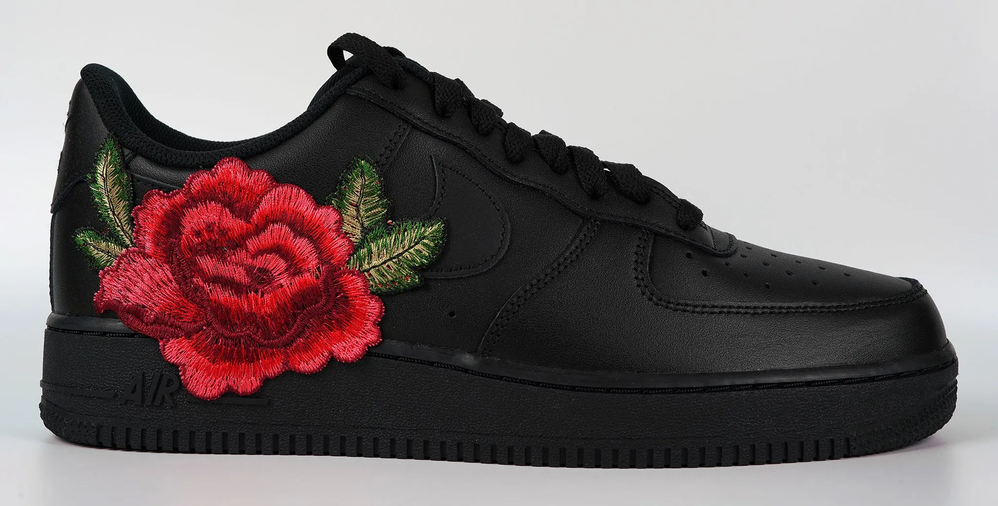 Air Force 1 Custom Red Rose Shoes Flower Floral Black Low Men Women & Kids All Sizes AF1 Sneakers Peace Mood Team Match