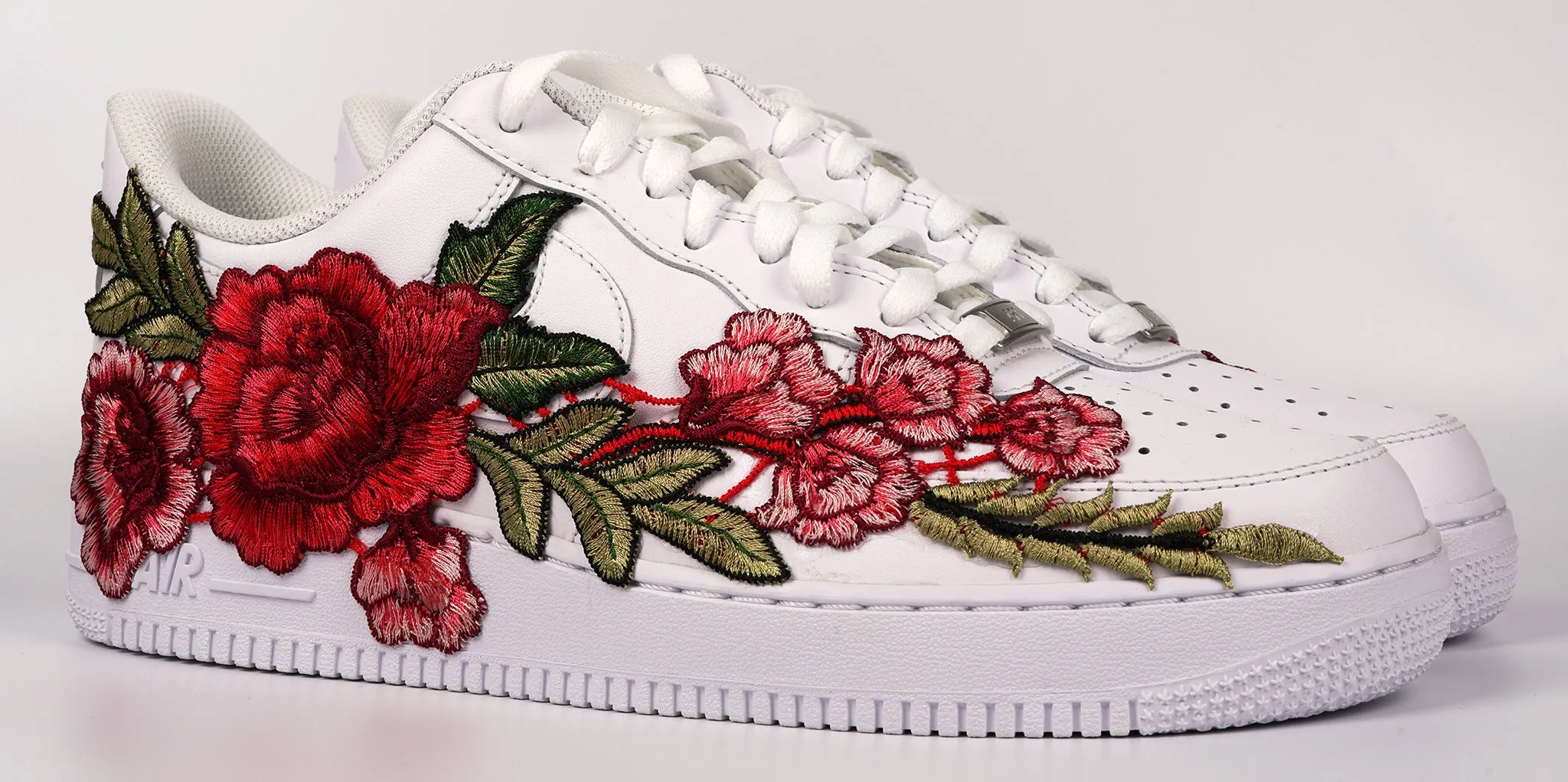 Event Mode Comfortable Air Force 1 Custom Red Rose Shoes Long Flower Floral Design White Low Men Women & Kids All Sizes AF1 Sneakers