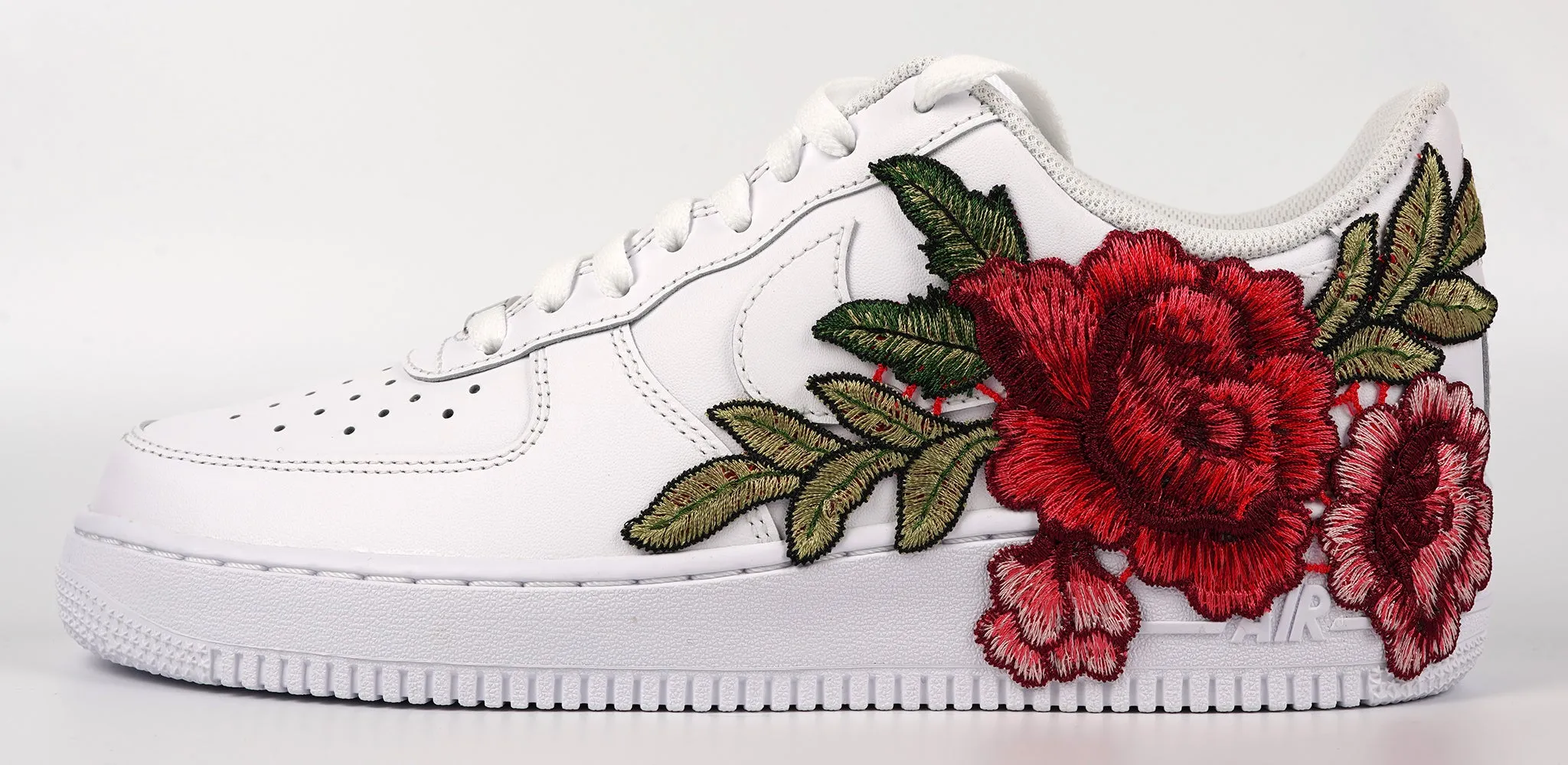 Air Force 1 Custom Red Rose Short Shoes Low Flower Floral Design White Men Womens & Kids All Sizes AF1 Sneakers Surf Step