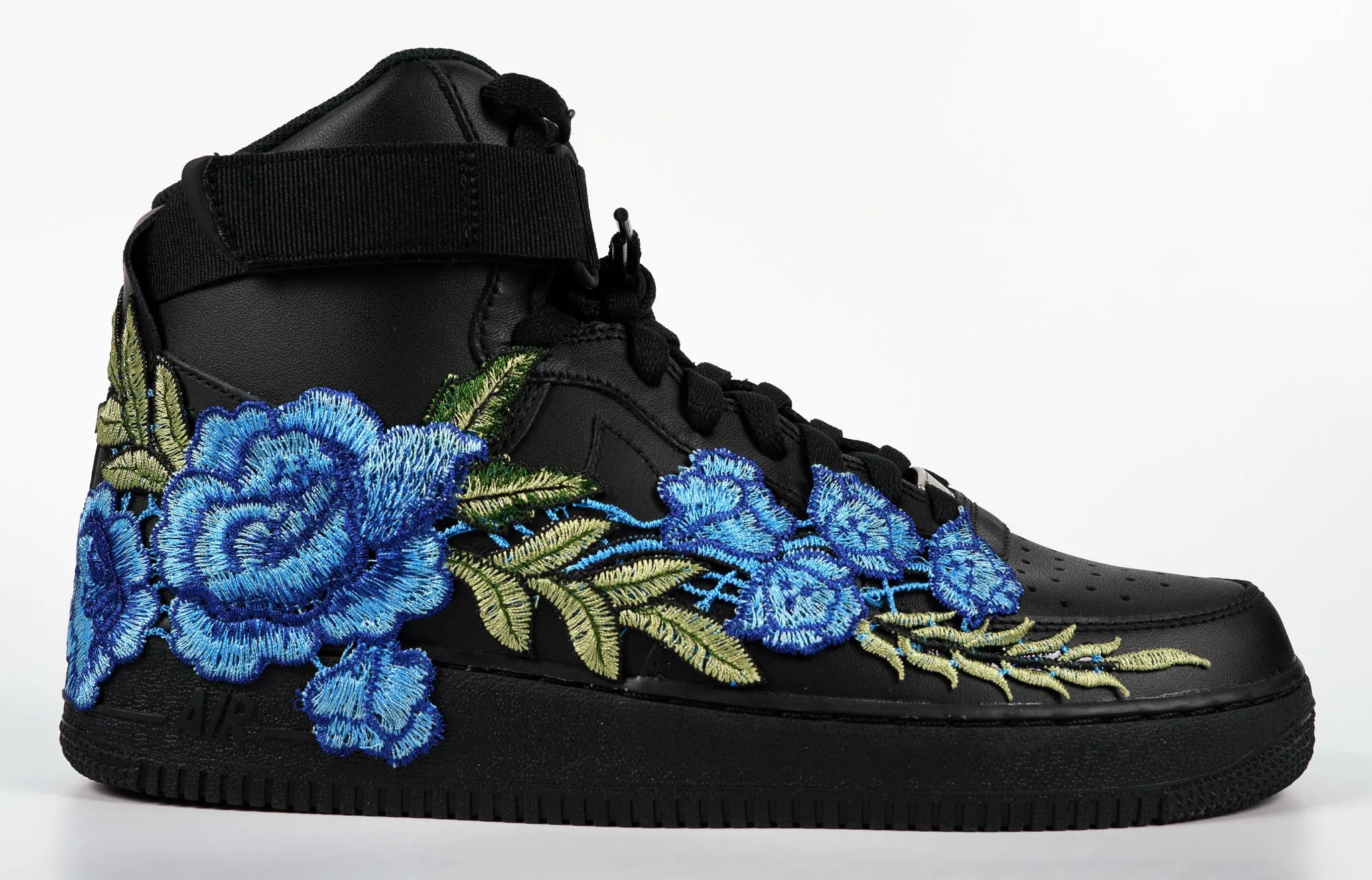 Stone Grip Air Force 1 Custom Shoes High Black Blue Rose Flower Floral Men Women Kids All Sizes AF1 Sneakers