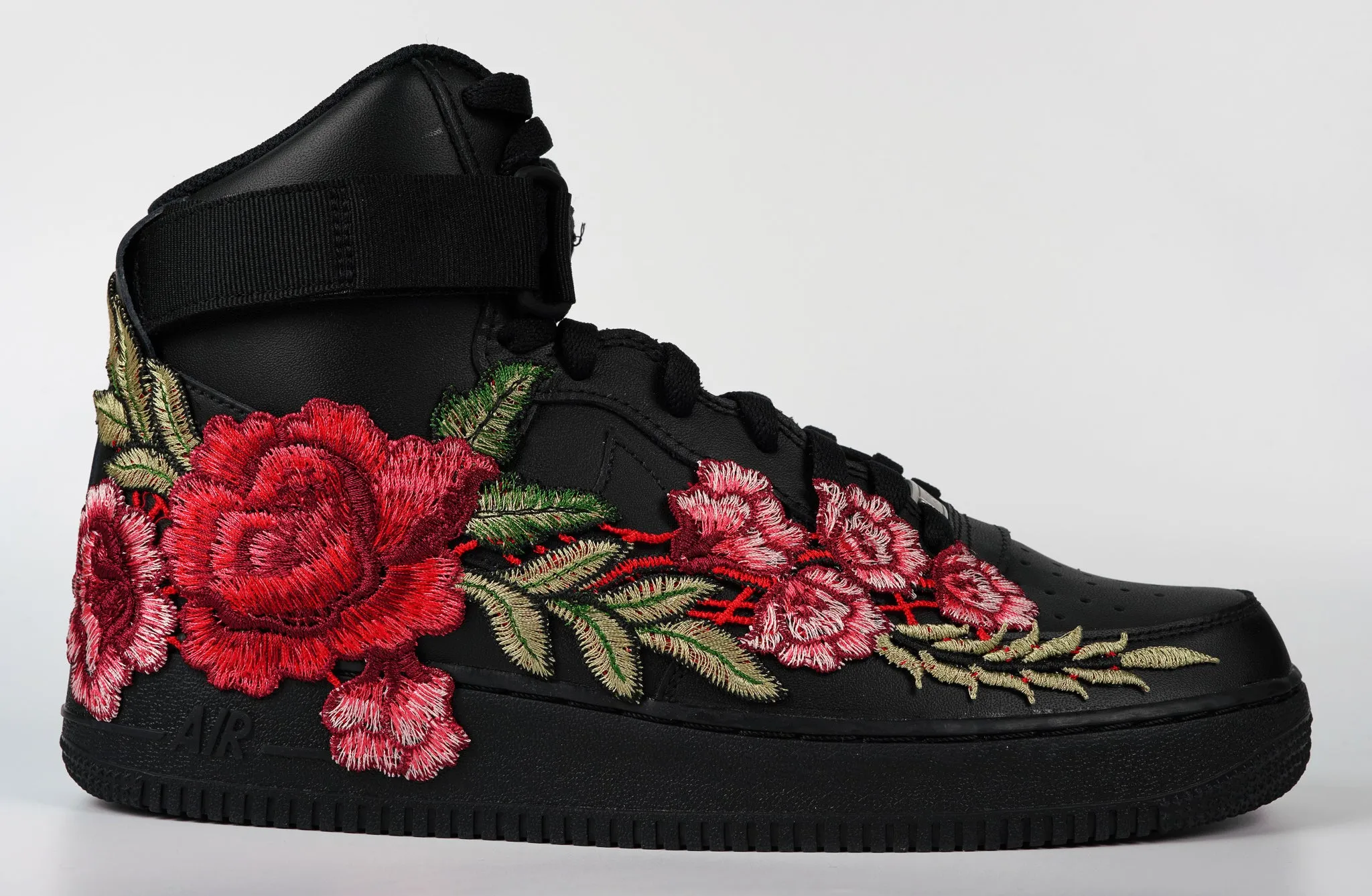 Air Force 1 Custom Shoes High Black Red Rose Flower Floral Men Women Kids All Sizes AF1 Sneakers Free Soul Summer cool