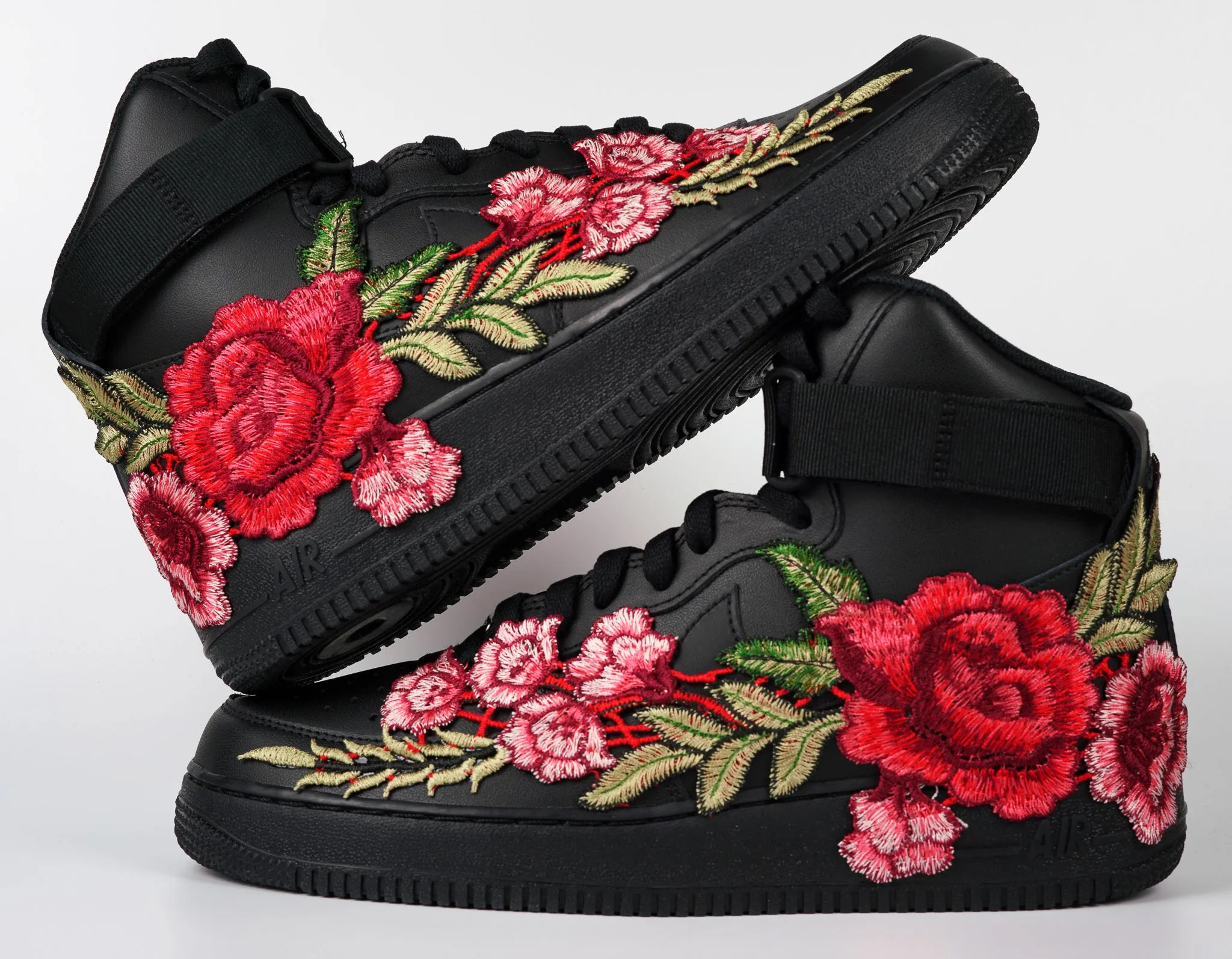 Anti Odor Air Force 1 Custom Shoes High Black Red Rose Flower Floral Men Women Kids All Sizes AF1 Sneakers