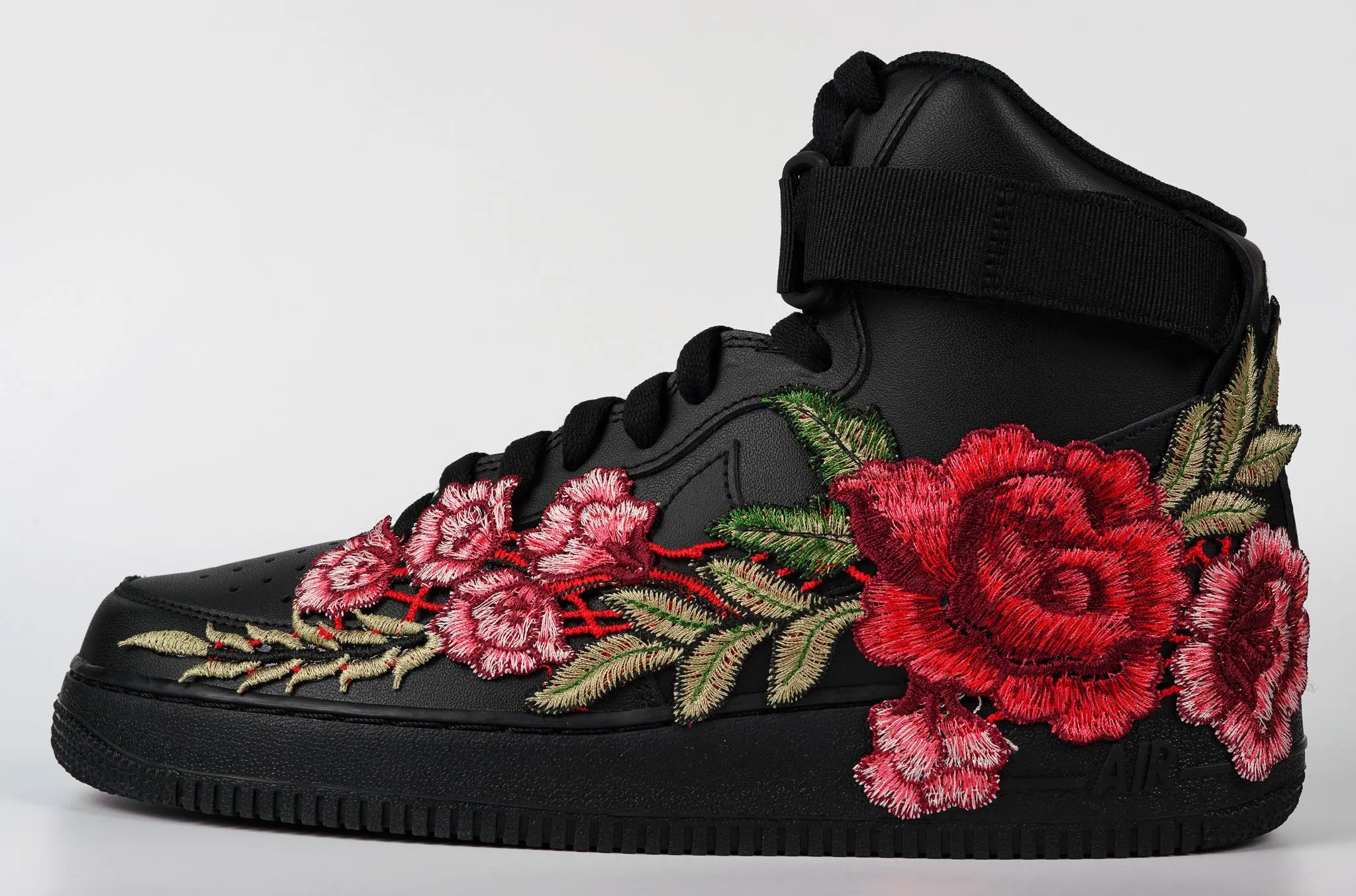 Durable Material Closet Core Air Force 1 Custom Shoes High Black Red Rose Flower Floral Men Women Kids All Sizes AF1 Sneakers