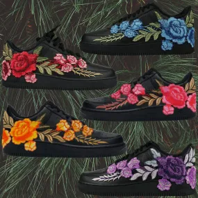 Air Force 1 Custom Sneakers Floral Flower Rose Red Blue Pink Orange Purple Black AF1 Shoes Quick Flex