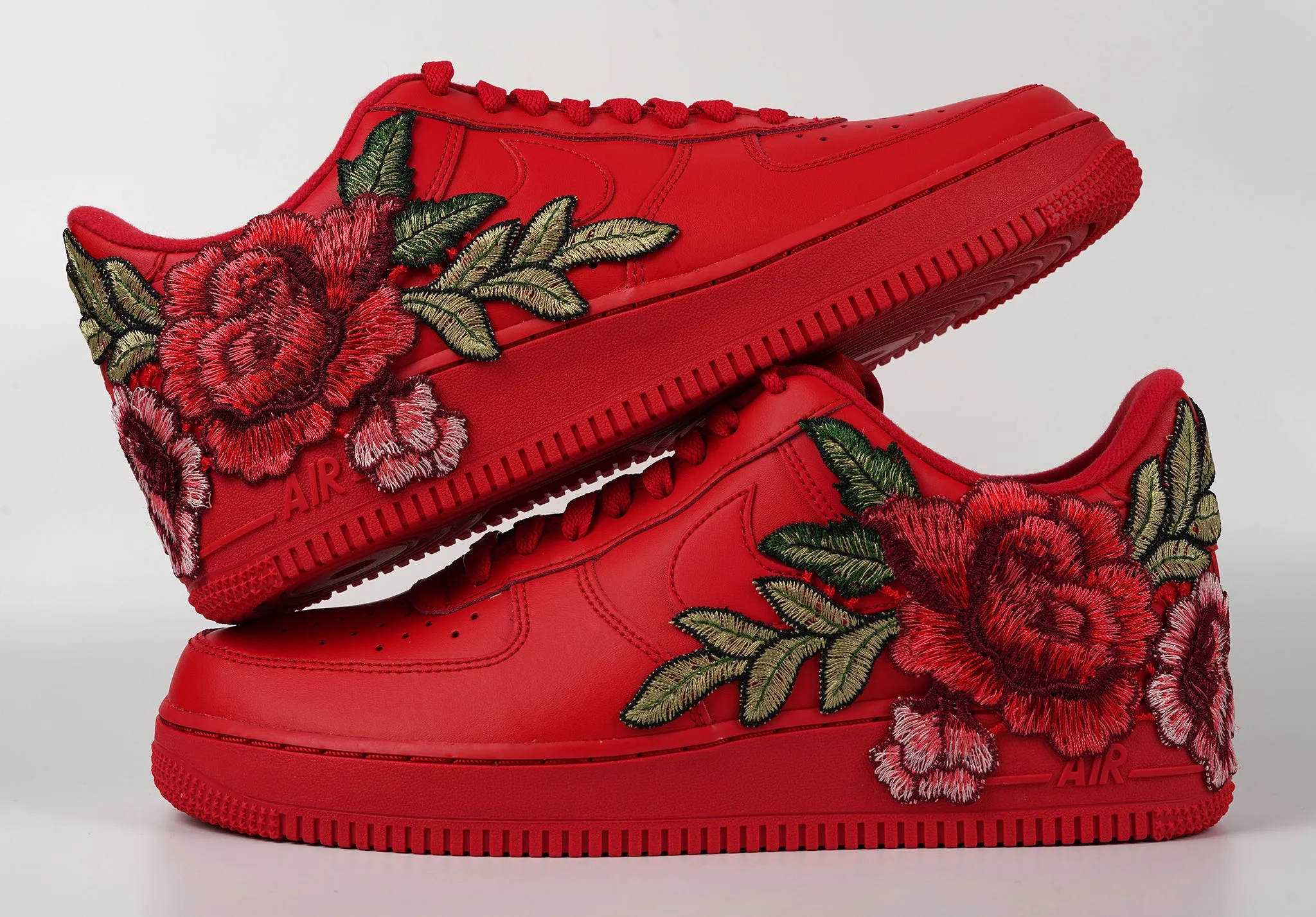 Air Force 1 Custom Triple Red Short Rose Low Flower Floral Shoes Men Women & Kids All Sizes AF1 Sneakers Soft Land